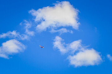 Airplane flying on the sky.