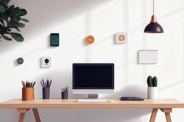 Modern Home Office Setup with Stylish Decor and Minimalist Workspace Design