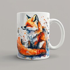 Artistic Watercolor Animal Illustration on Coffee Mug in Stunning Motion Video