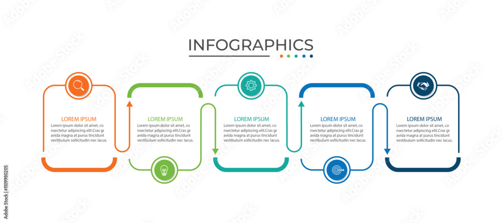Poster process business infographic thin line with square template design with icons and 5 options or steps