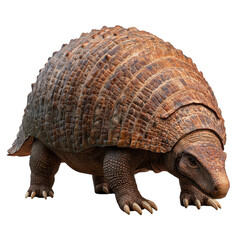 Fototapeta premium A large, brown and white turtle with a hard shell. transparent background