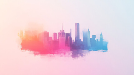 Fototapeta premium vibrant city skyline silhouette against colorful background evokes sense of urban energy and creativity