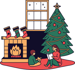 Obraz premium christmas tree with gifts