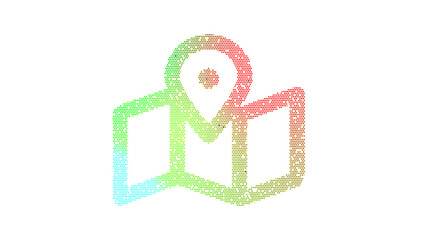 Icon map marked is made up of LED square shapes. There are bright diodes and there are black dead diodes