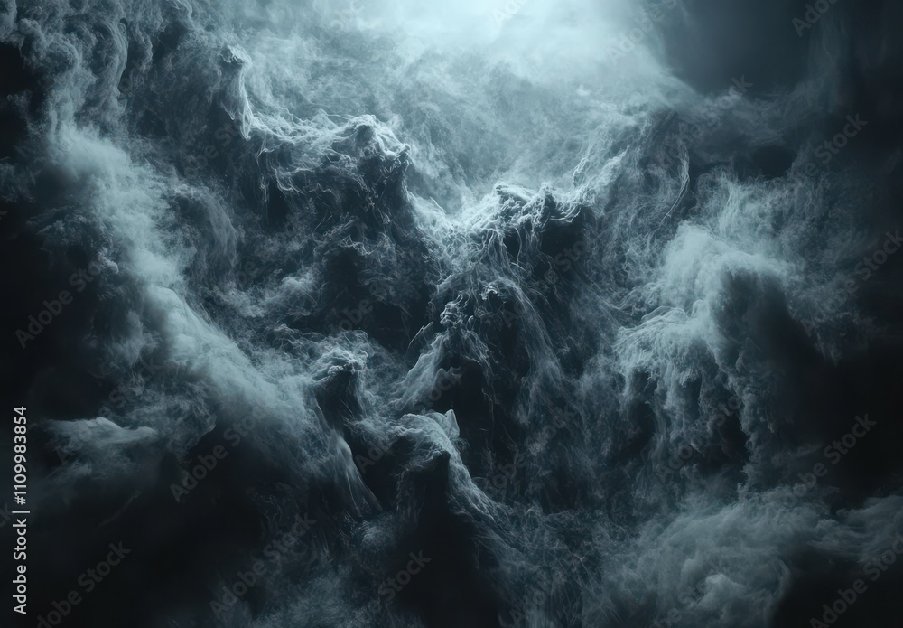 Poster majestic dark clouds forming abstract patterns in a mysterious atmosphere with swirling textures and