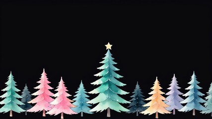 Fototapeta premium Christmas fir tree isolated on a black background with space for text