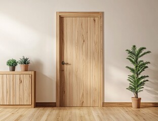 room with wooden door