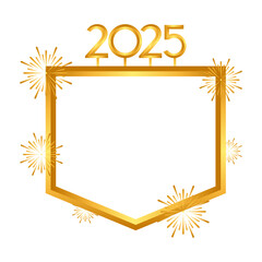 Obraz premium Golden Luxury New Year Frame With Fireworks