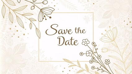 Elegant 'Save the Date' card with floral designs and a soft color palette.