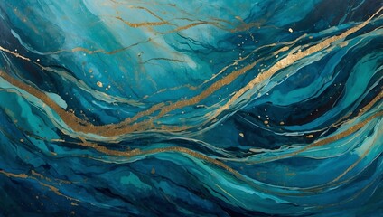 Abstract Underwater Scene with Flowing Blue and Teal Lines, background