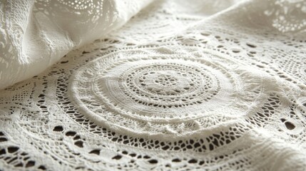 Obraz premium Close-up of White Crochet Doily with Intricate Pattern