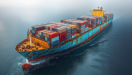 Majestic Cargo Ship Sailing the Open Ocean