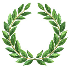 Naklejka premium A beautifully detailed illustration of a laurel wreath made of green leaves, symbolizing victory, honor, and achievement in various cultures.