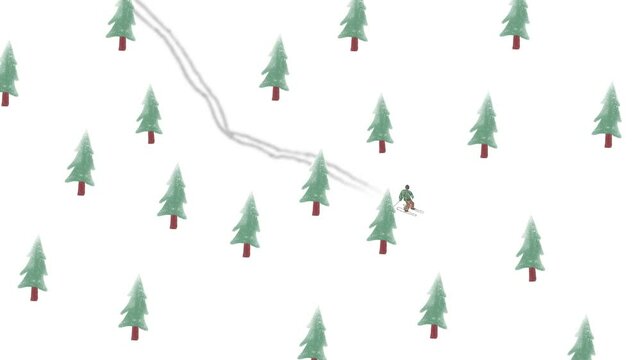 2D Animation Skiing On the Winter Forest Wiggling Pattern