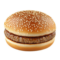 A delicious hamburger with a perfectly toasted sesame seed bun and a juicy beef patty, ideal for showcasing culinary delights in food photography.