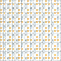 Fototapeta premium Pastel Blue and Orange Grid Pattern: Hand-Drawn Seamless Texture Illustration. AI Generated