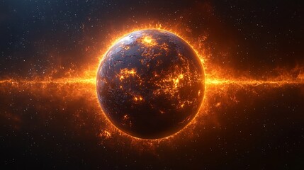 Obraz premium Earth Surrounded by Vibrant Solar Flares Floating in Vast Cosmic Expanse Representing Planet s Connection to Universe