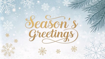 Beautiful winter-themed design featuring 'Season's Greetings' with snowflakes.
