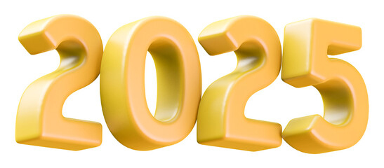 New Year 2025 Yellow Number 3D Render
