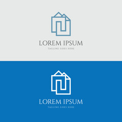 Geometric Line House for Real Estate Property Construction Logo Design