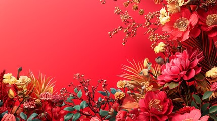 Obraz premium Vibrant Floral Background for Chinese New Year Celebration