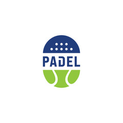 Vector Illustration of a padel ball with a padel racket surface with the name padel in the middle