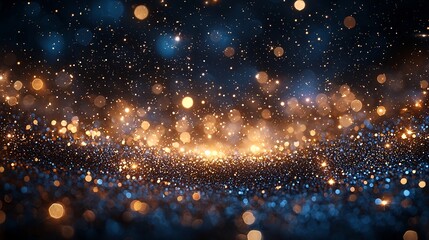 Sparkling Glowing Lights Frame in Shades of Gold and Silver with a Starry Dark Background Festive and Celebratory Mood Concept