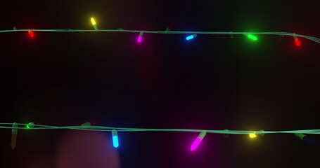 Obraz premium Image of flickering fairy lights over spots of light background