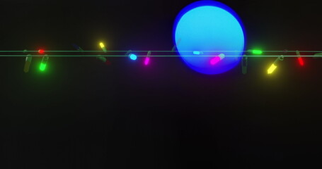 Image of fairy lights on black background