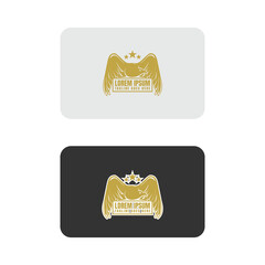 Retro Vintage American Eagle Falcon Hawk Badge Emblem with Spread Wings and Ribbon Logo Design