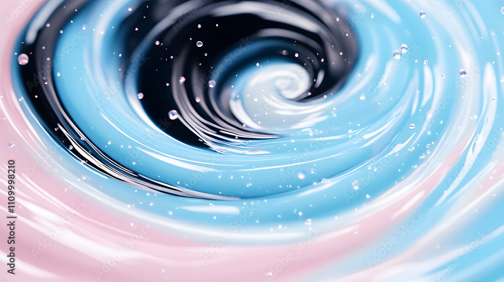 Poster A swirling vortex of blue, black, and pink colors, creating a mesmerizing and dynamic visual effect with a hint of sparkle