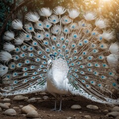 peacock feather on the beach