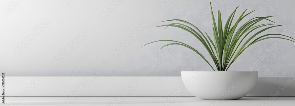 Poster sleek white podium with smooth, minimal design, set against a clean light grey background with ample