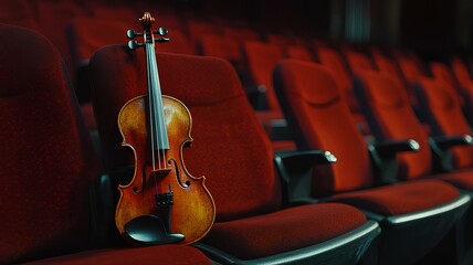 violin in theater room chair