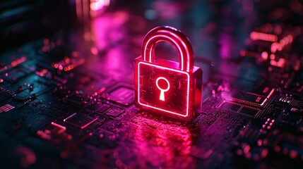Glowing Padlock Icon Surrounded by Digital Wallet and Currency Symbols Representing Secure Financial Transactions