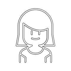 Happy girl icon in line style