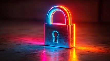 Futuristic Rainbow Padlock Icon Symbolizing Inclusive Personalized Cyber Security