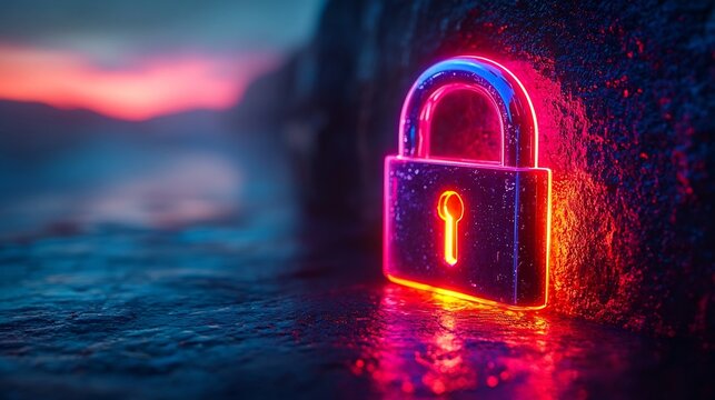 Futuristic Glowing Padlock Icon Symbolizing Inclusive and Personalized Digital Security