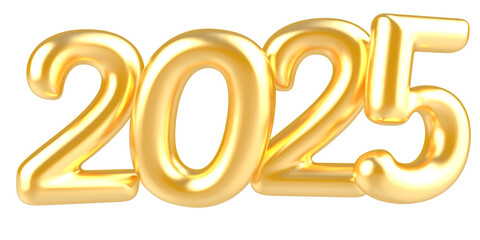 Happy New Year 2025 Gold Number 3D Render