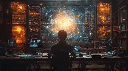 Futuristic Digital Classroom with Holographic Projections Symbolizing the Power of Education