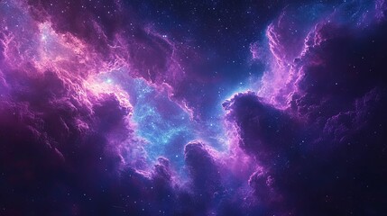 Fototapeta premium Cosmic Nebula Purple and Blue Celestial Cloudscape