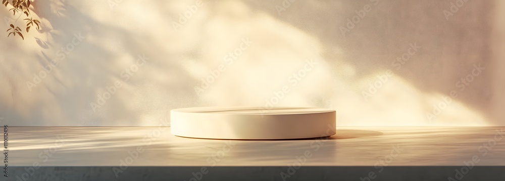 Poster minimalist white podium with a soft gradient backdrop, casting subtle shadows on a smooth surface, w
