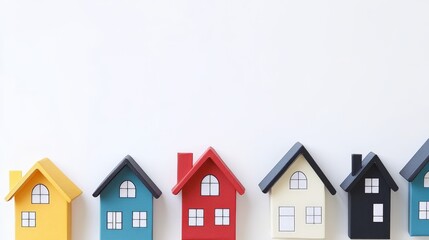 Fototapeta premium Colorful Miniature Houses on Minimalistic Background
