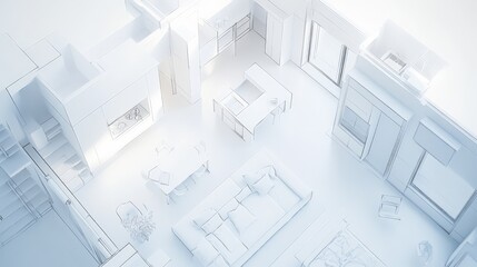 Detailed Apartment Blueprint on White Background