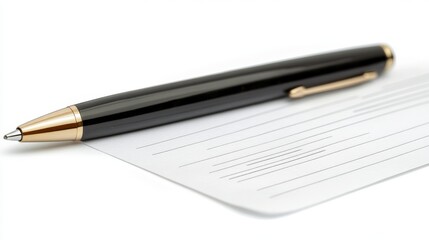 Document and Pen on Isolated White Background