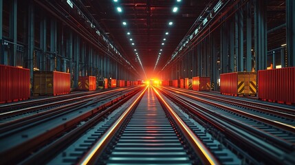 Bustling Warehouse with Goods Being Moved Efficiently in Time Lapse