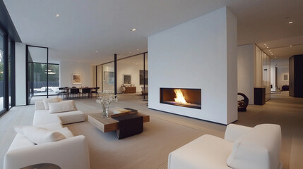 Fototapeta premium Stylish Living Room with Fireplace Ambiance