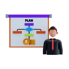 Business Plan 3D Icon. Business Presentation 3D Icon