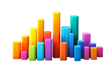 Colorful 3D Bar Graph on Transparent Background
