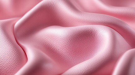 2.Macro shot of pink leather surface, highlighting the delicate grain and natural imperfections. The leather has a soft, even texture with faint creases and gentle folds, creating a realistic and